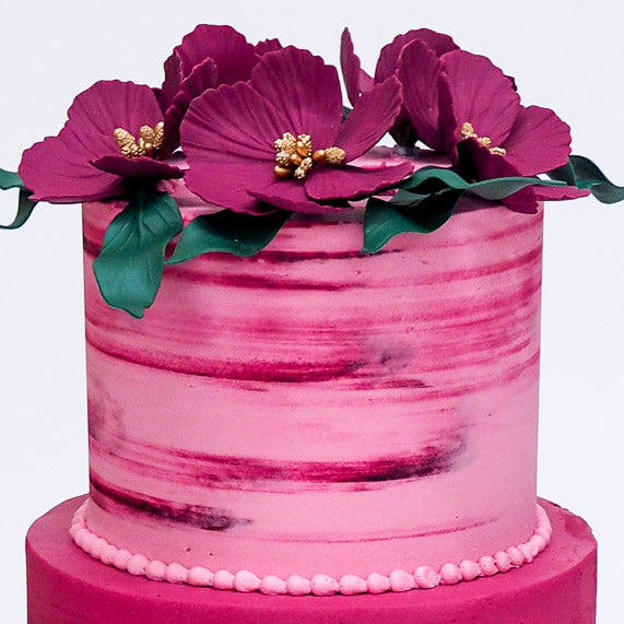 Marbled Flower Crown  | Buttercream Iced Cake with Sugar Flowers