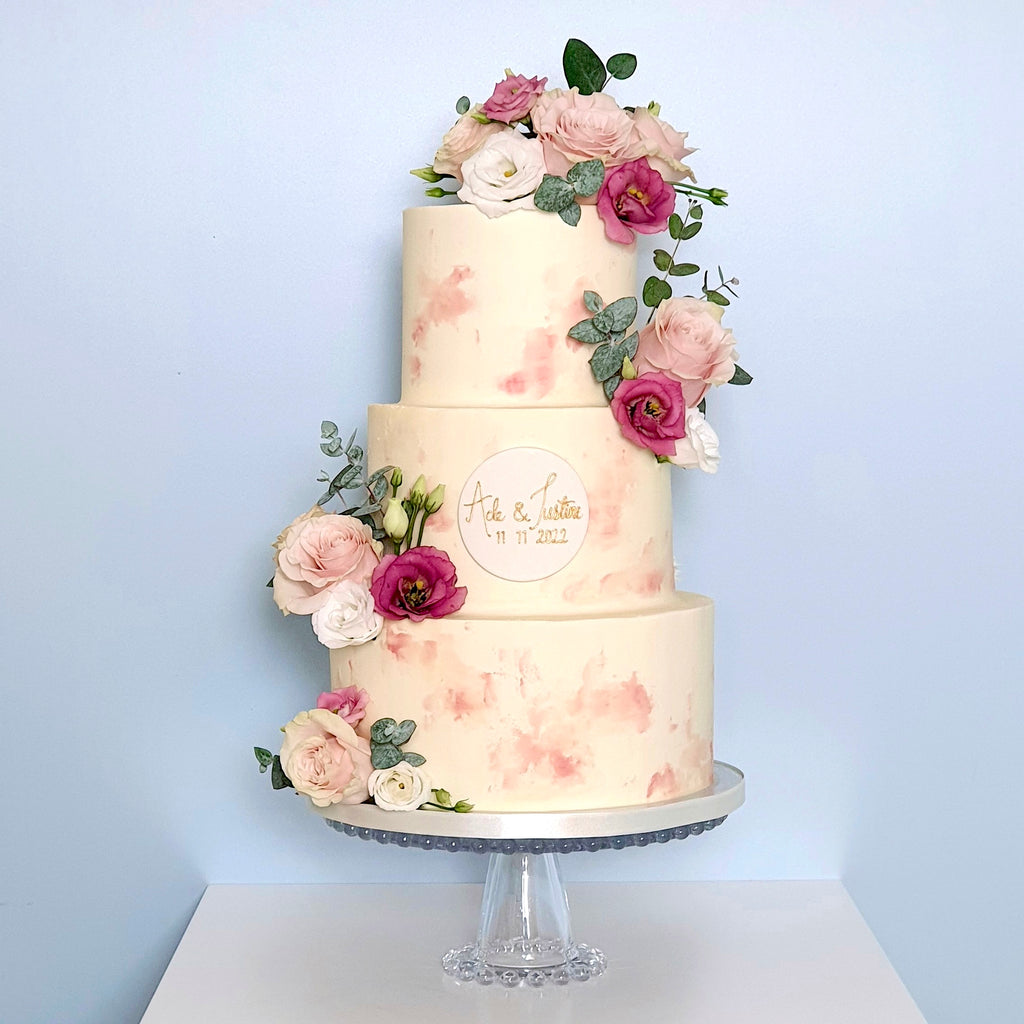 The Pink Monet  | Buttercream Iced Cake with Fresh Flowers