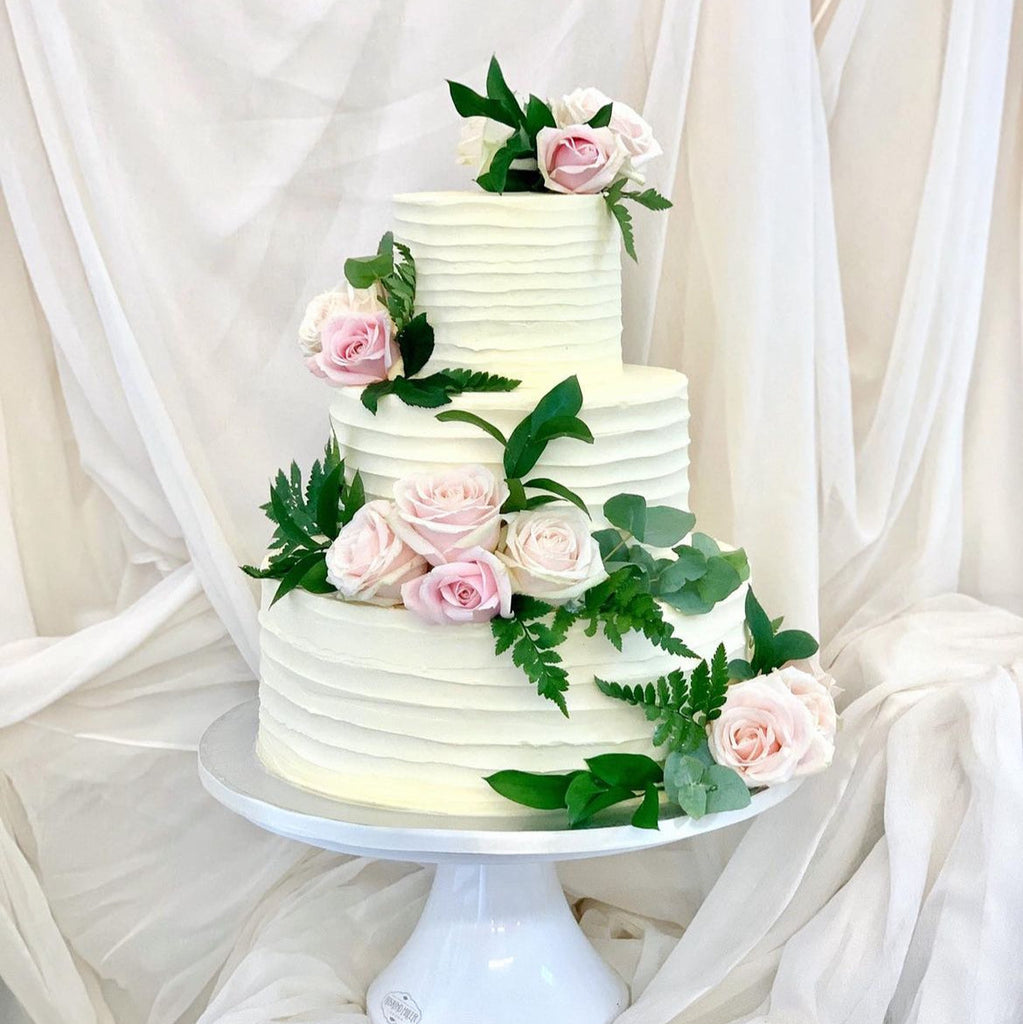 Rustic Florals  |  Buttercream Iced Cake with Fresh Flowers