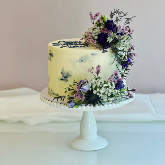 The Blue Monet  | Buttercream Iced Cake with Fresh Flowers