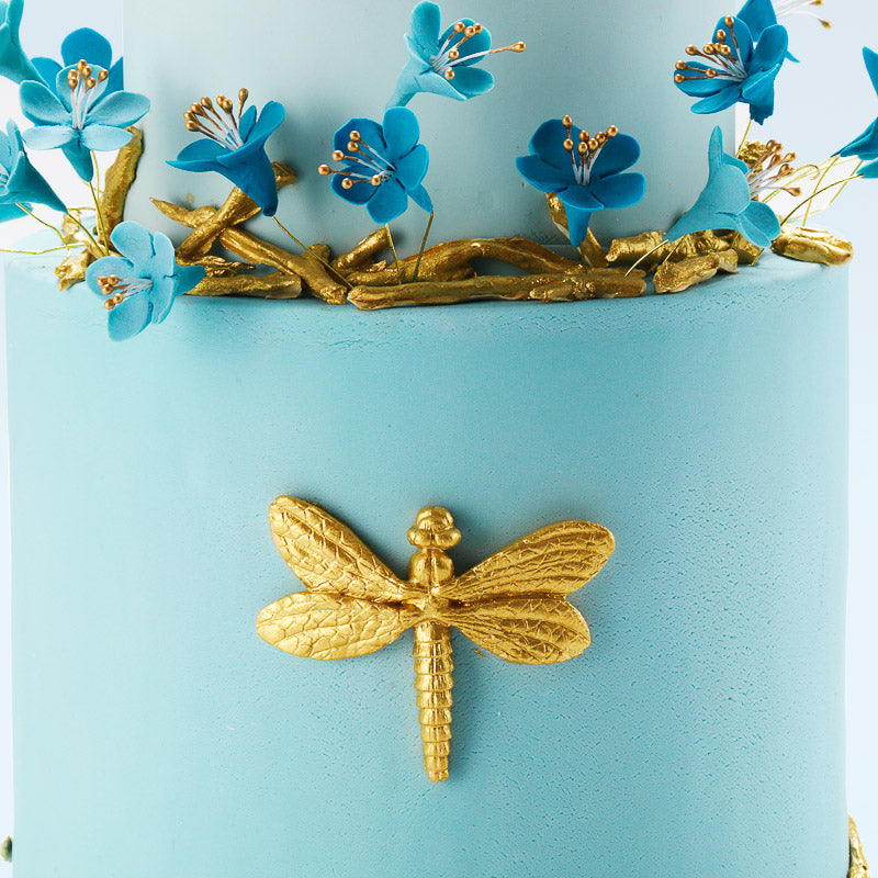 The Dragonfly | Two Tier Fondant Iced Cake