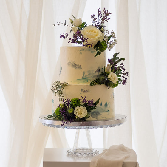 The Blue Monet  | Buttercream Iced Cake with Fresh Flowers