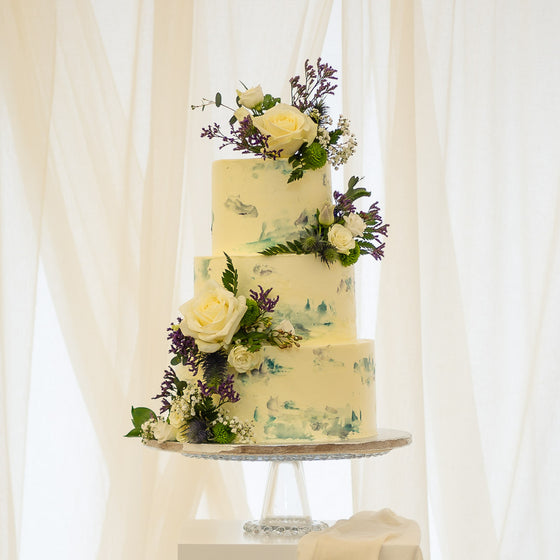 The Blue Monet  | Buttercream Iced Cake with Fresh Flowers